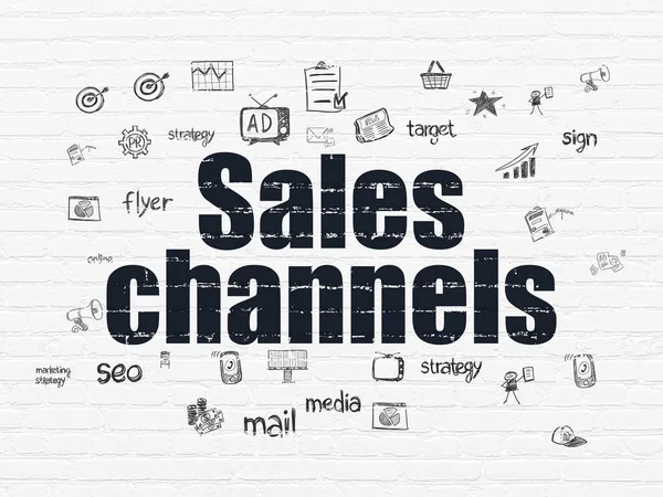 Marketing concept: Sales Channels on wall background — Stock Photo, Image