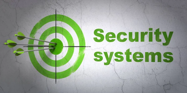 Conceito de segurança: alvo e sistemas de segurança no fundo da parede — Fotografia de Stock