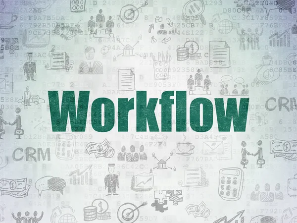 Finance Concept Painted Green Text Workflow Digital Data Paper Background — Stock Photo, Image