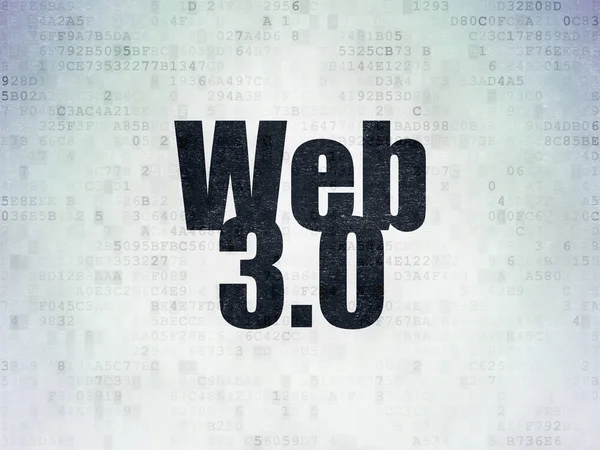 Conceito de desenvolvimento Web: Web 3.0 em fundo de papel de dados digitais — Fotografia de Stock