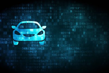 Turizm kavramı: dijital arka plan üzerinde araba