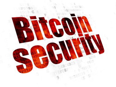 Cryptocurrency kavramı: Bitcoin güvenlik dijital arka plan üzerinde