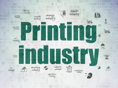 Manufacuring kavramı: dijital veri kağıt arka plan üzerinde baskı sanayi