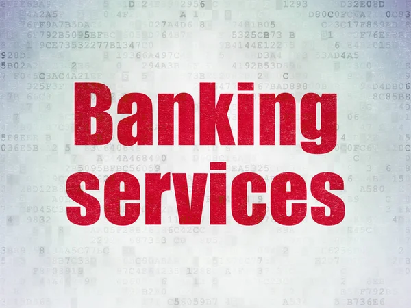 Valuta Concept Rode Woord Banking Diensten Digitale Data Paper Achtergrond — Stockfoto