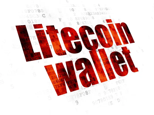 Conceito Blockchain: Litecoin Wallet em fundo digital — Fotografia de Stock
