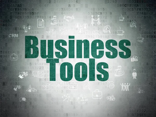 Concepto de negocio: Herramientas de negocio en el fondo del documento de datos digitales — Foto de Stock