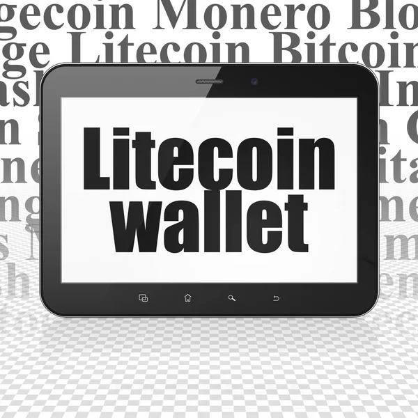 Conceito de criptomoeda: Tablet Computer com Litecoin Wallet em exibição — Fotografia de Stock