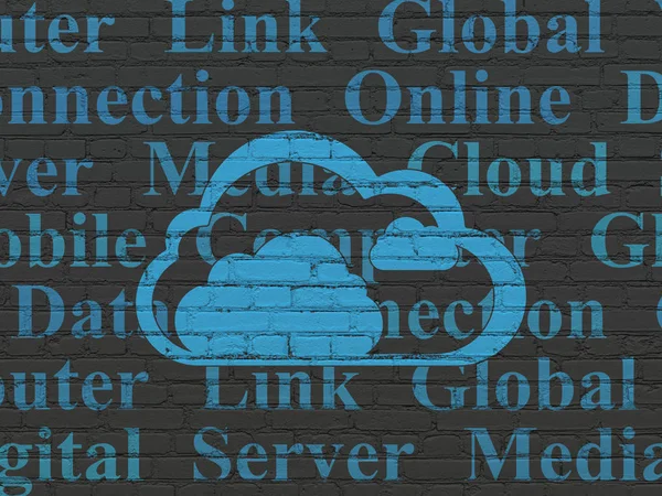 Molnnätverkskoncept: Cloud on wall bakgrund — Stockfoto