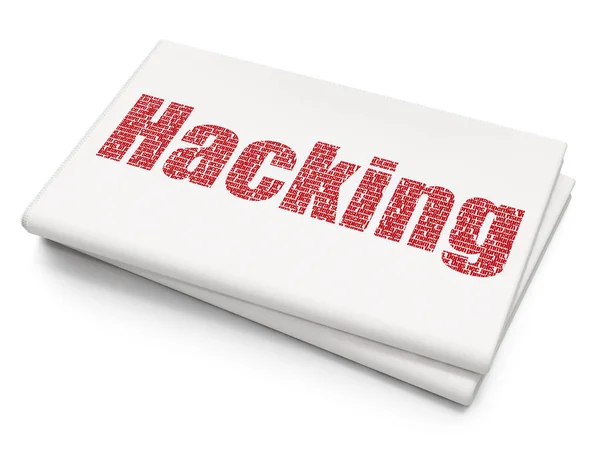 Safety Concept Pixelated Red Text Hacking Blank Newspaper Background Rendering — Stock Photo, Image