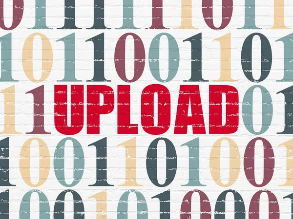 Web geliştirme kavramı: duvar arka plan üzerinde Upload