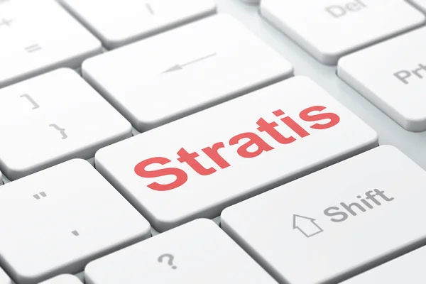 Blockchain концепція: Stratis на комп'ютері комбінації тлі — стокове фото