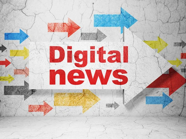 News concept: freccia con Digital News su sfondo grunge wall — Foto Stock