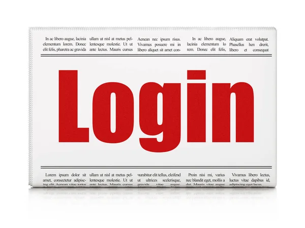 Datenschutz-Konzept: Zeitungsschlagzeile Login — Stockfoto