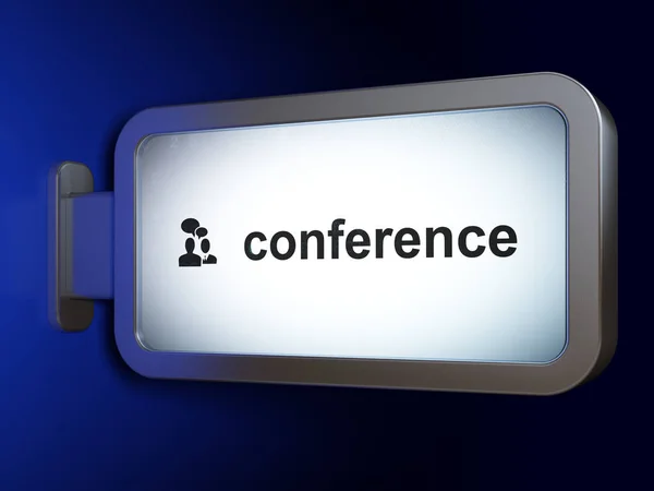 Affärsidé: konferens och affärsmöte på billboard bakgrund — Stockfoto