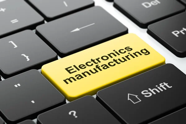 Manufacuring concept: elektronica productie op computer toetsenbord achtergrond — Stockfoto