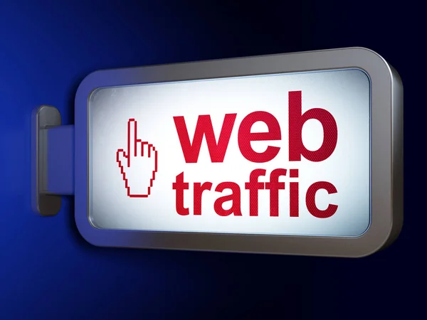 Web design concept: Web Traffic and Mouse Cursor on billboard background — Stock Photo, Image