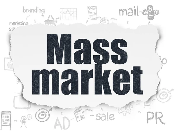 Concepto de marketing: Mercado de masas en un contexto de papel roto — Foto de Stock