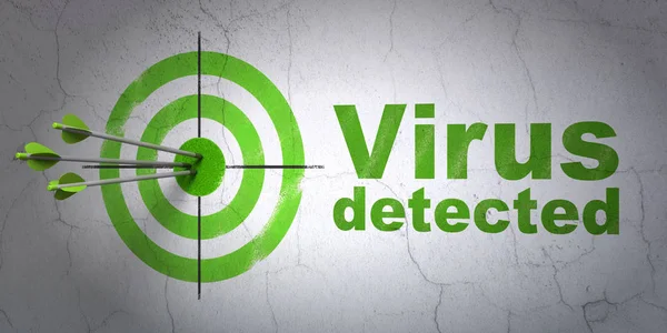 Koncepce ochrany: cíl a zjištěn Virus na zeď na pozadí — Stock fotografie