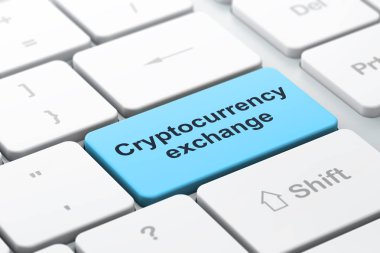 Cryptocurrency kavramı: Cryptocurrency Borsası'nda bilgisayar klavye arka plan
