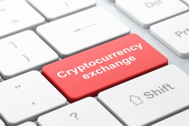 Cryptocurrency kavramı: Cryptocurrency Borsası'nda bilgisayar klavye arka plan