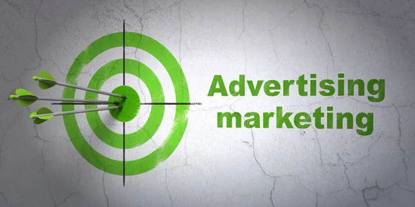 Business concept: target e Advertising Marketing su sfondo wall — Foto Stock