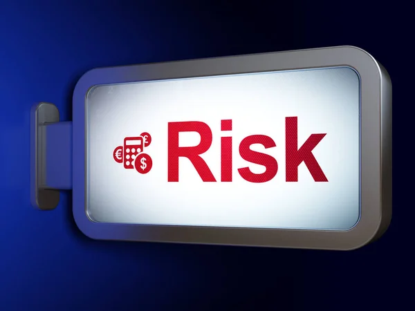 Finance koncept: Risk och kalkylator på billboard bakgrund — Stockfoto
