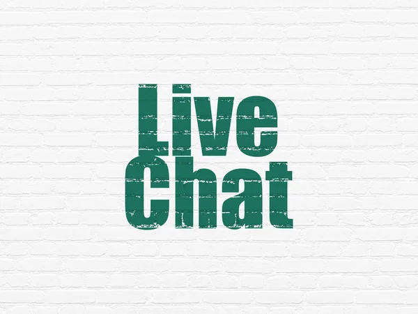 Concept de développement Web : Live Chat sur fond de mur — Photo