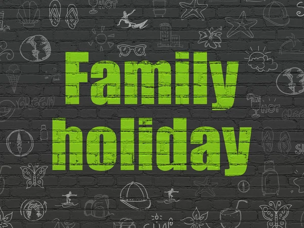 Vacation concept: Family Holiday on wall background — Stock Photo, Image