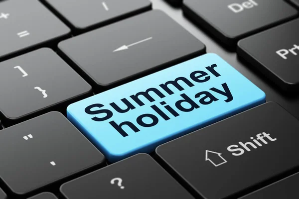 Vakantie concept: zomervakantie op computer toetsenbord achtergrond — Stockfoto