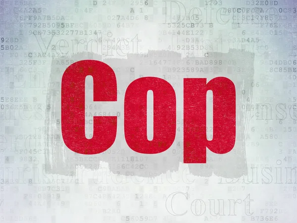 Concepto de ley: Cop on Digital Data Paper background — Foto de Stock