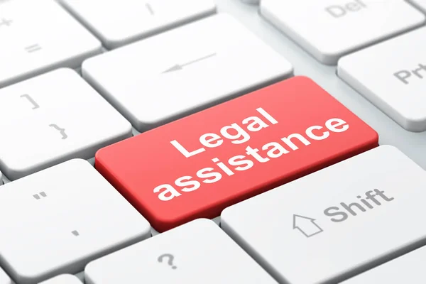 Concepto de ley: Asistencia legal en el fondo del teclado del ordenador — Foto de Stock