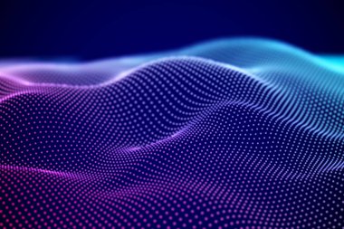 Soyut Dijital manzara veya ses Akan parçacıkları ile.