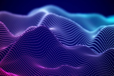 Soyut Dijital manzara veya ses Akan parçacıkları ile.