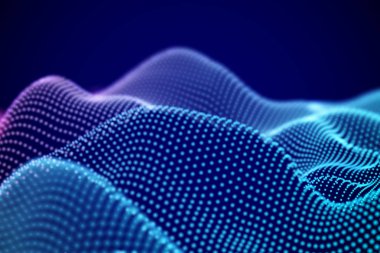 Soyut Dijital manzara veya ses Akan parçacıkları ile.