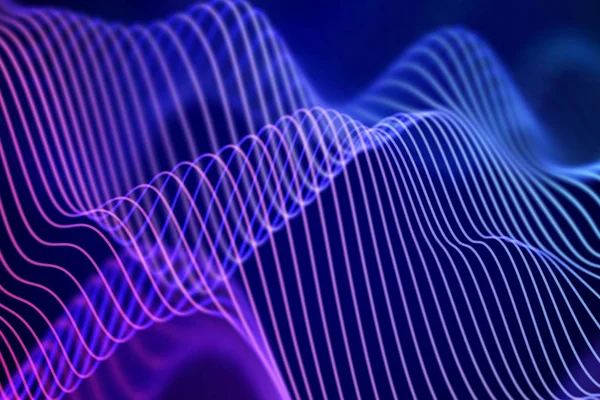 Ondas Sonido Visualización Abstracta Big Data Concepto Tecnología Digital Paisaje — Archivo Imágenes Vectoriales