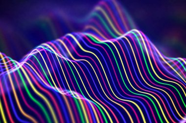 3D ses dalgaları. Büyük veri soyut görselleştirme.