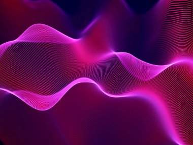 3D görselleştirme ses dalgaları. Büyük veri ya da bilgi kavramı: kırmızı grafik.