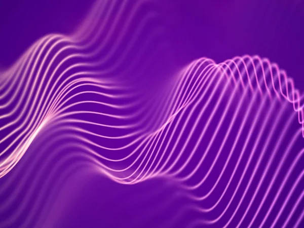 Visualizzazione 3D delle onde sonore. Big data o concetto di informazione: Grafico rosa . — Vettoriale Stock