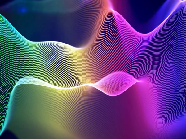 Visualização 3D de ondas sonoras. Conceito de Big data ou informação: Gráfico Multicolor . — Vetor de Stock