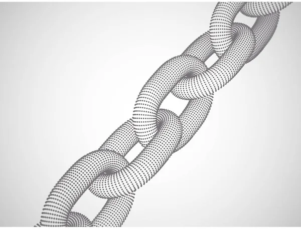 Blockchain technológia és a hálózati kapcsolatok: 3D digitális lánc. — Stock Vector