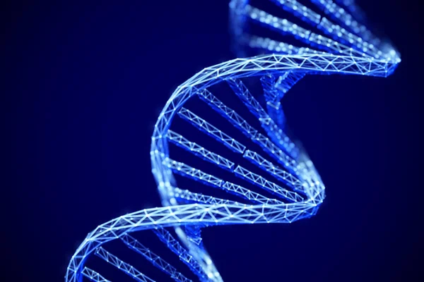 Begreppet framtida genetisk teknik: 3D Digital DNA dubbel Helix molekyl. — Stock vektor