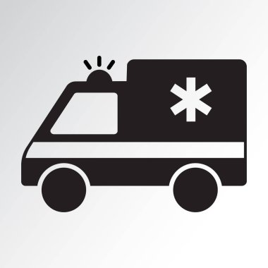 Ambulans simgesi. Siyah siluet. Vektör çizim