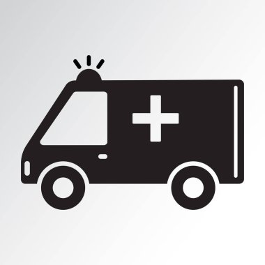 Ambulans simgesi. Siyah siluet. Vektör çizim