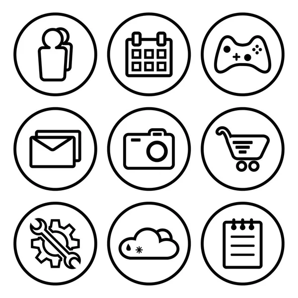 Set Application Icon Menu Icons Outline Design Vector Illustration — Stock Vector