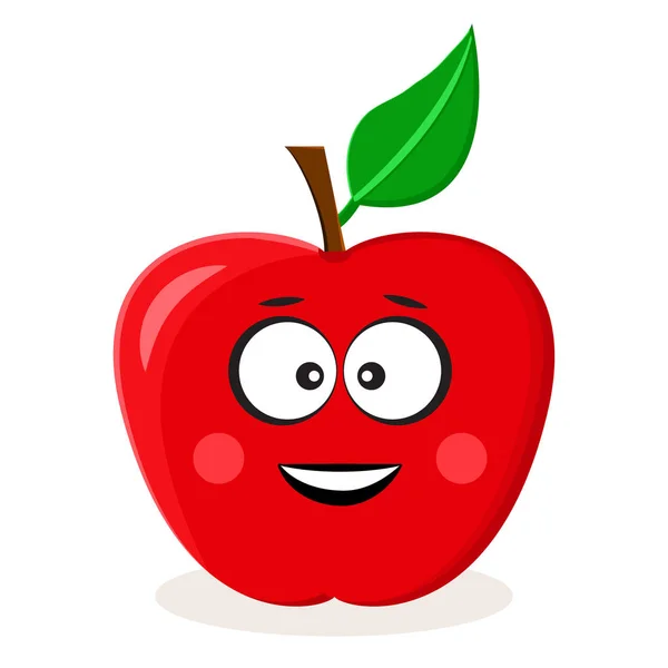 Cartoon Roter Apfel Frucht Emoticon Stilisierter Charakter Vektorillustration — Stockvektor