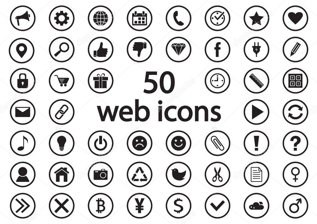 Set of round web icons. Vector illustration