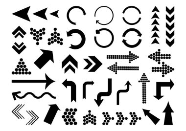 Farklı siyah okları, vektör çizim seti