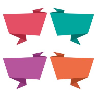 Renkli şerit afiş kümesi. Vektör çizim