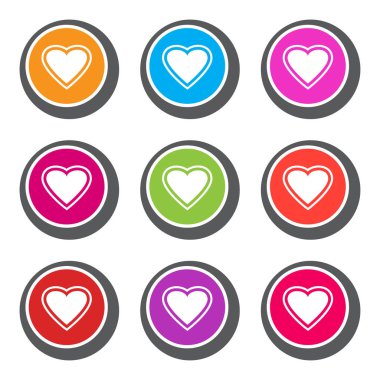 Sevgililer günü için renkli koymak-in düğme beyaz yürekleri. Vektör çizim