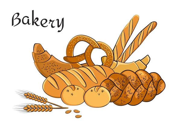 Bakkerij Set Vectorillustratie — Stockvector